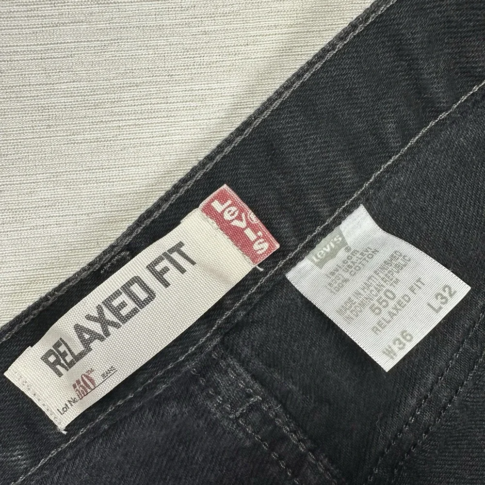 Vtg Levis 550 Jeans Mens 36x32 Black Y2K 2000s Relaxed Fit Straight Leg Denim